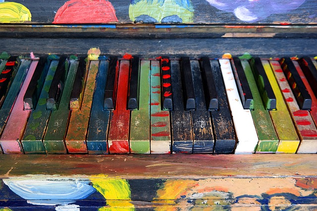 Colorfully Painted Piano Keyboard